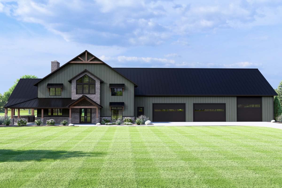 Plan image - 135249GRA:5-Bed Barndominium-Style House Plan with 5-Car Garage - 6218 Sq Ft