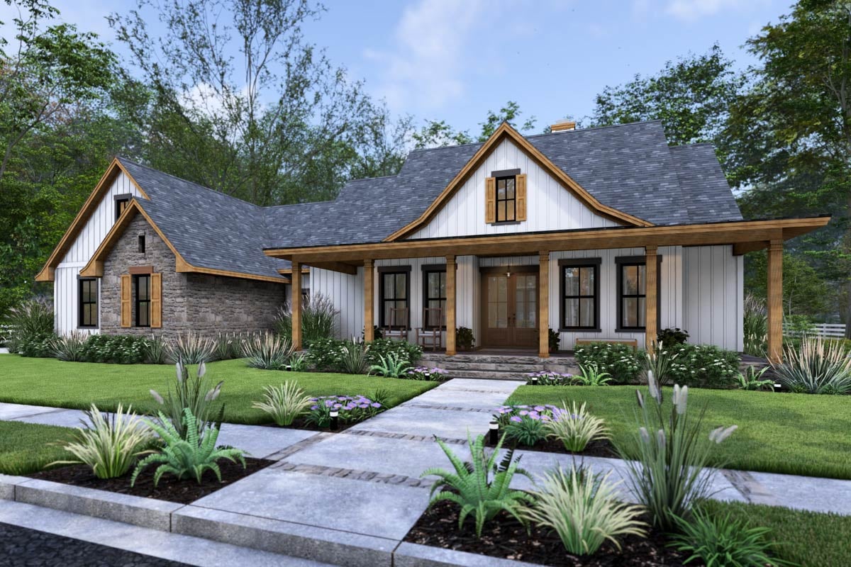 Plan image - 16933WG:3-Bed Modern Farmhouse Plan with Vaulted Family Room - 2093 Sq Ft
