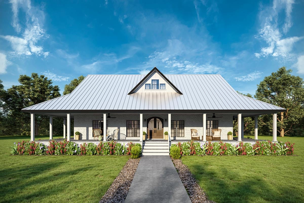Plan image - 25035DH:2090 Square Foot 3 Bed Country Home Plan with 10 Foot Deep Wrap Around Porch