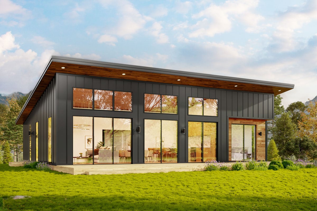 Plan image - 337001JUN:3-Bed Modern Home Plan with Home Office - 1540 Sq Ft