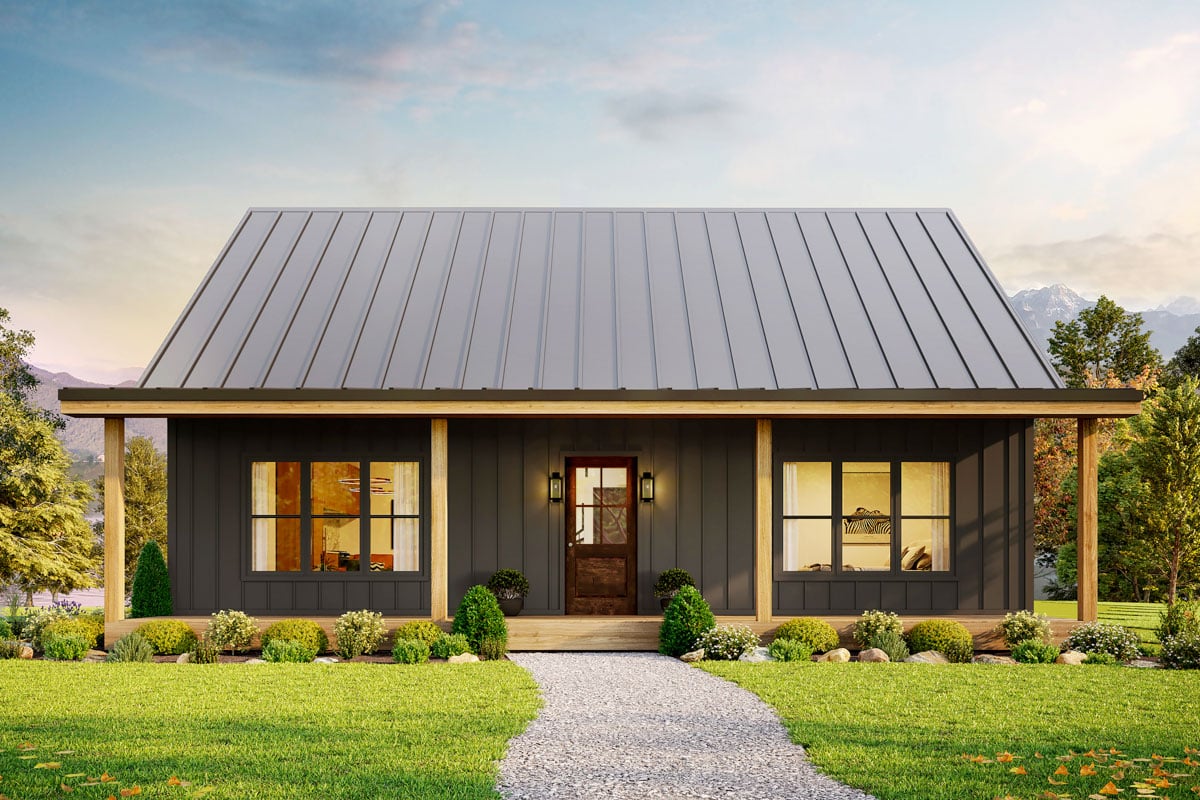 Plan image - 337004JUN:2-Bed Modern Country Cottage House Plan with Loft and Optionally Finished Basement - 1300 Sq Ft