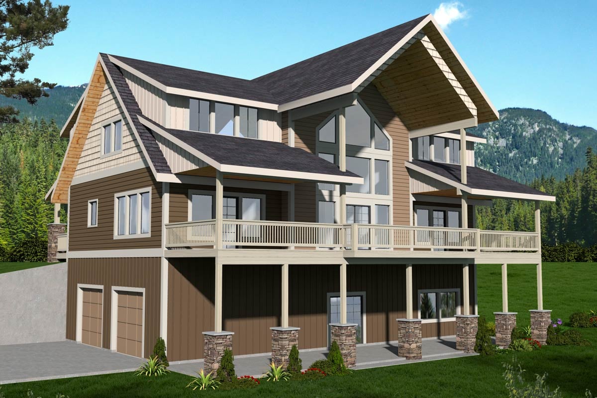 Plan image - 350122GH:3-Bed Mountain House Plan with 2-Story Great Room- 2699 Sq Ft