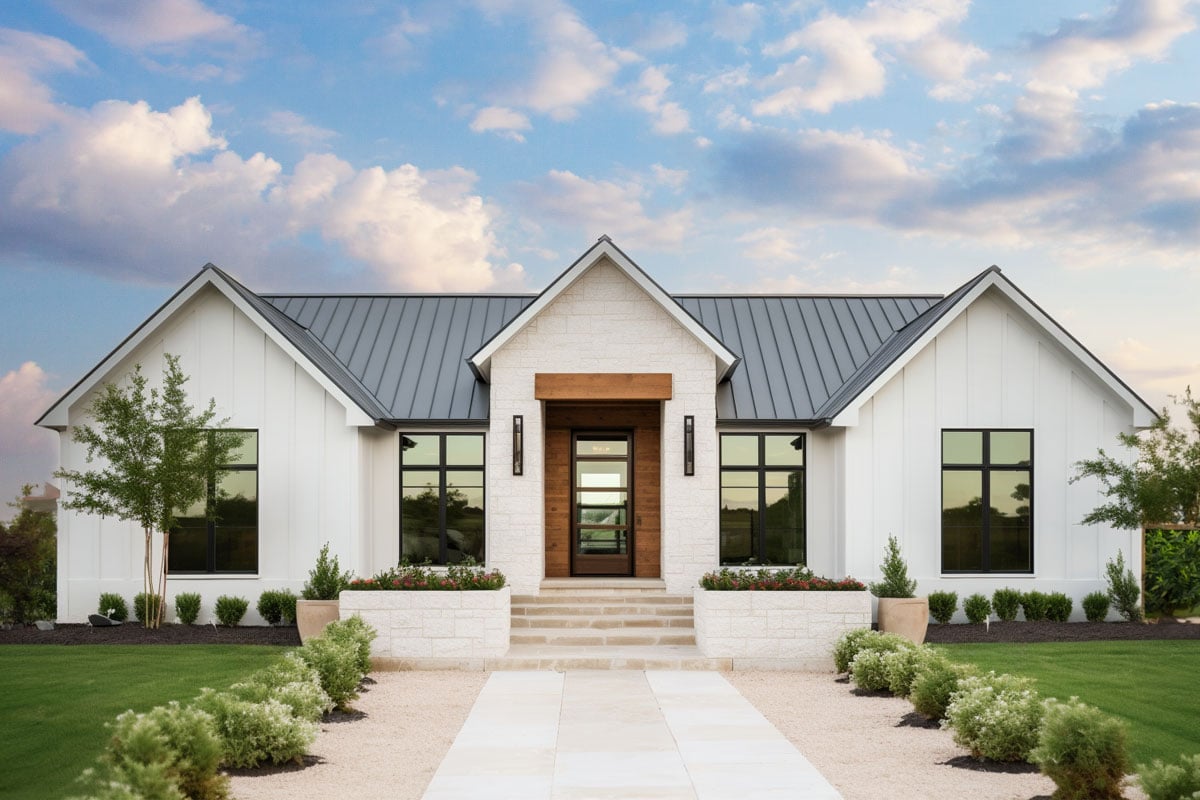 Plan image - 420111WNT:Balanced Face Contemporary Ranch House Plan Under 2100 Square Feet with Flex Room