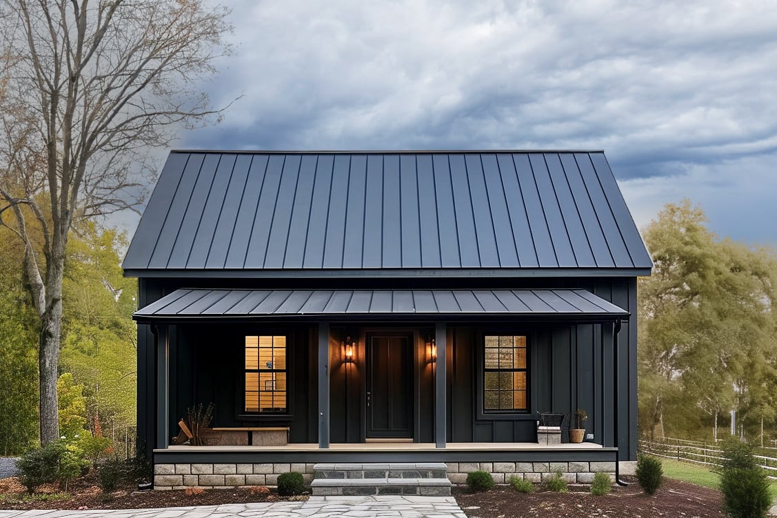 Plan image - 420132WNT:2-Bed Farmhouse-Style ADU with Vaulted Living Area - 980 Sq Ft