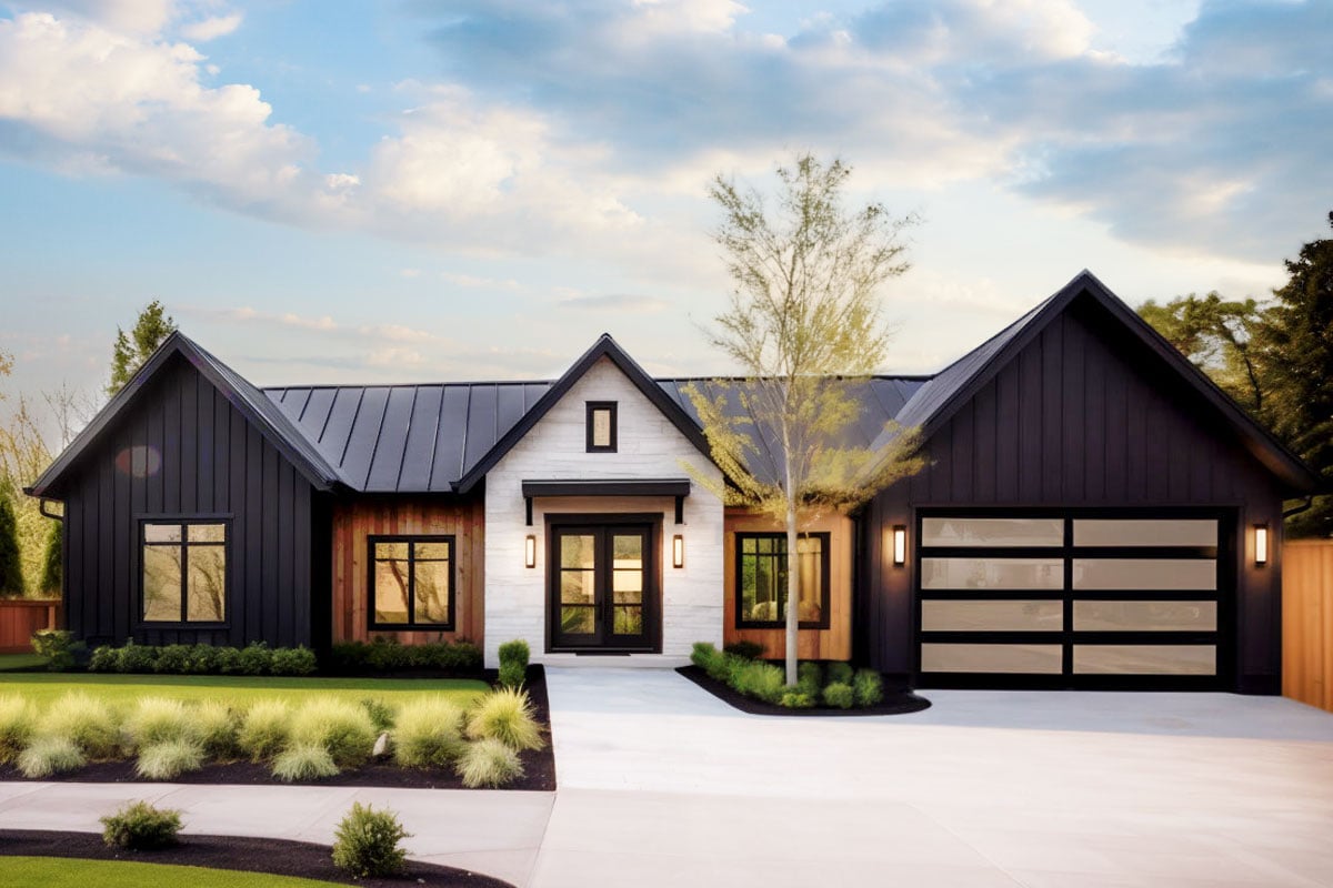 Plan image - 420155WNT:Contemporary Cottage House Plan with 3 Bedrooms and 2-Car Garage - 1578 Sq Ft