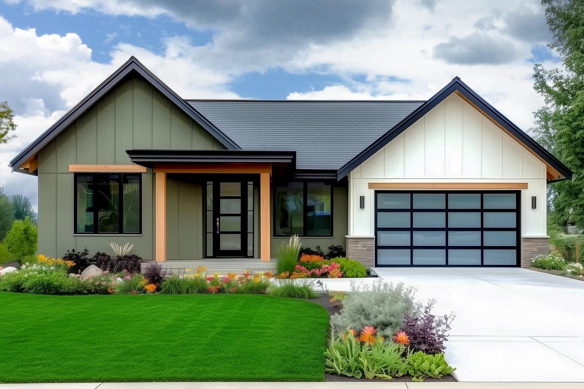 Plan image - 421009WNT:Flexible 3-Bed Modern-Country House Plan Under 2000 Sq Ft