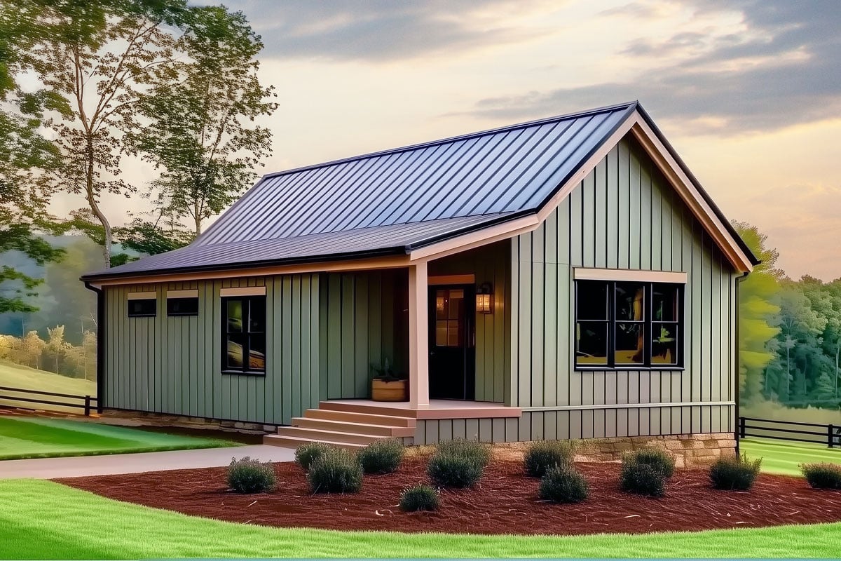 Plan image - 421011WNT:2-Bed Country Cottage House Plan Under 900 Sq Ft