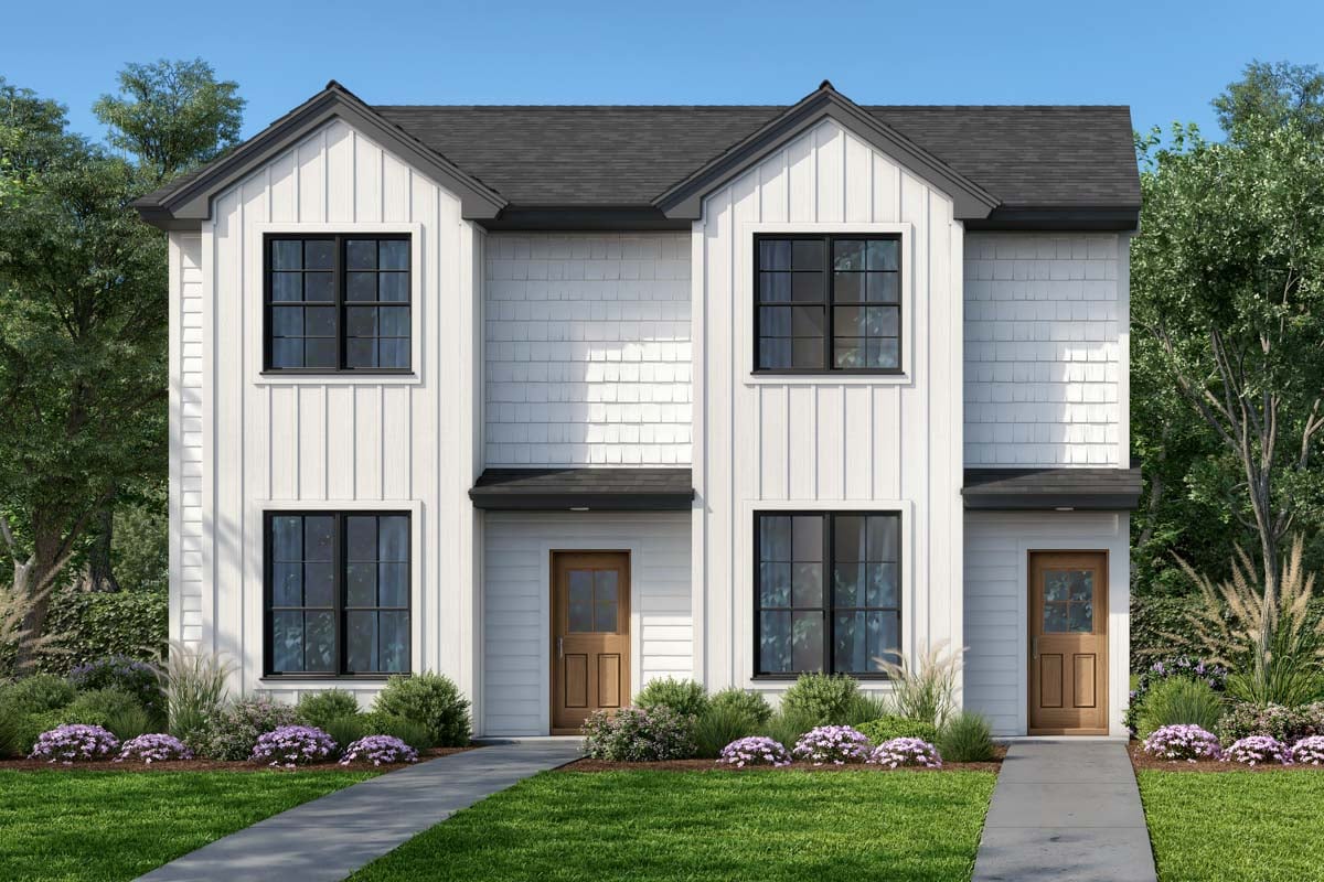 Plan image - 48628FM:Two-Story Duplex Home Plan with 3 Beds and Great Room - 1397 Sq Ft Per Unit