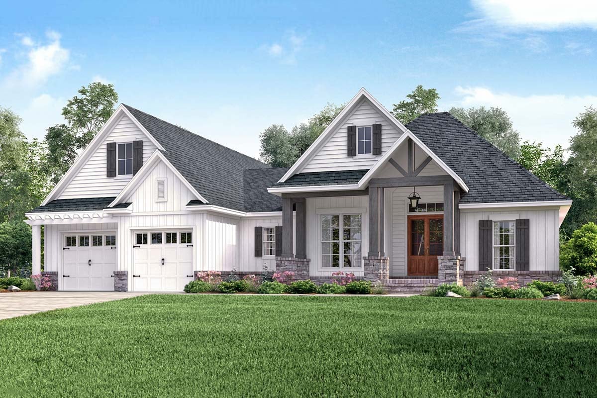 Plan image - 51755HZ:3 Bed Contemporary Craftsman with Bonus Over Garage - 2073 Sq Ft