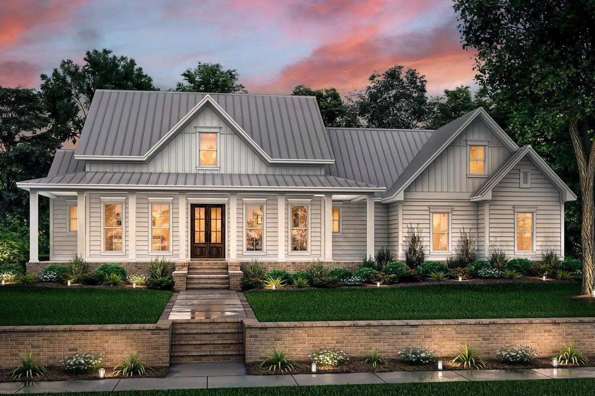 Plan image - 51758HZ:Three Bed Farmhouse with Optional Bonus Room