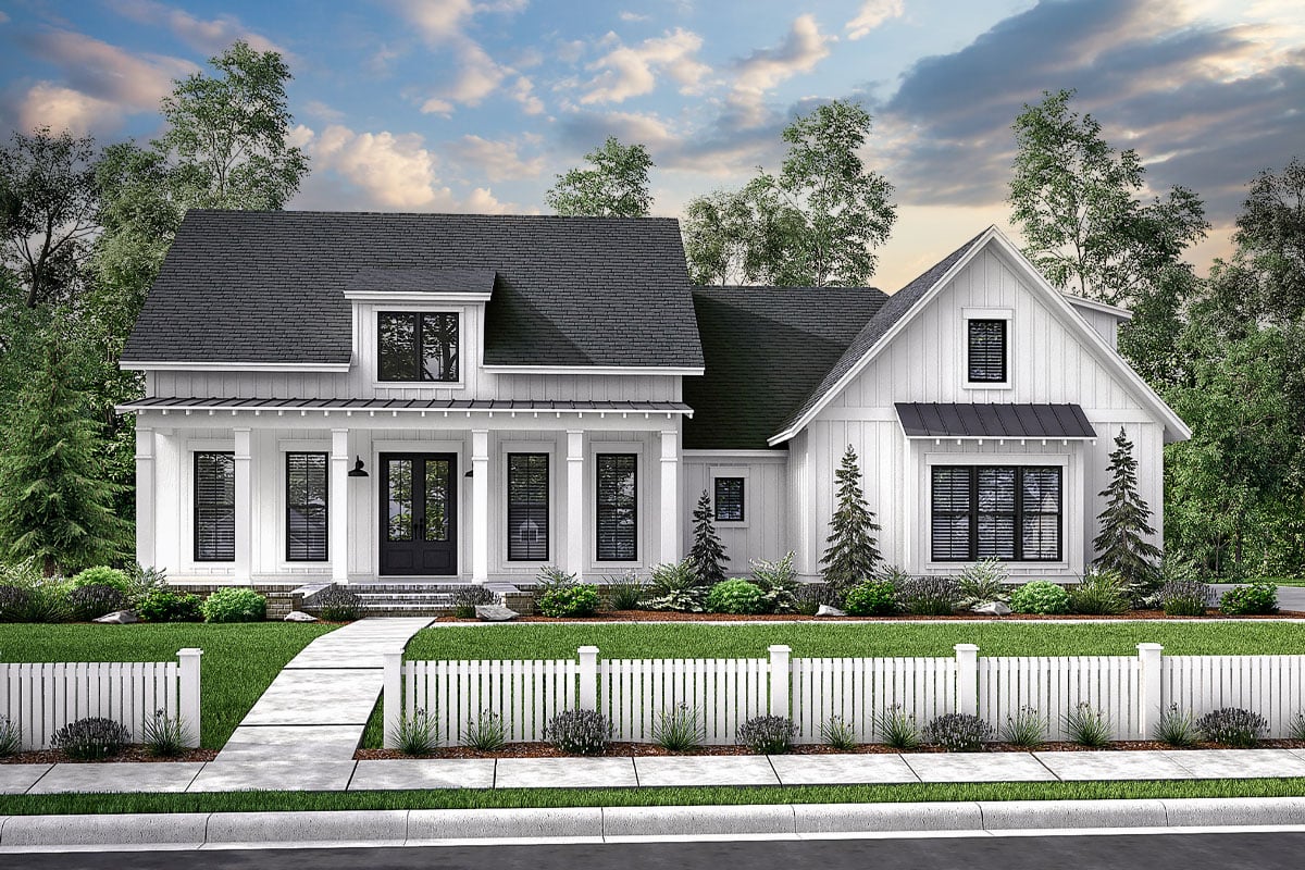 Plan image - 51766HZ:Mid-Size Exclusive Modern Farmhouse Plan - 2304 Sq Ft