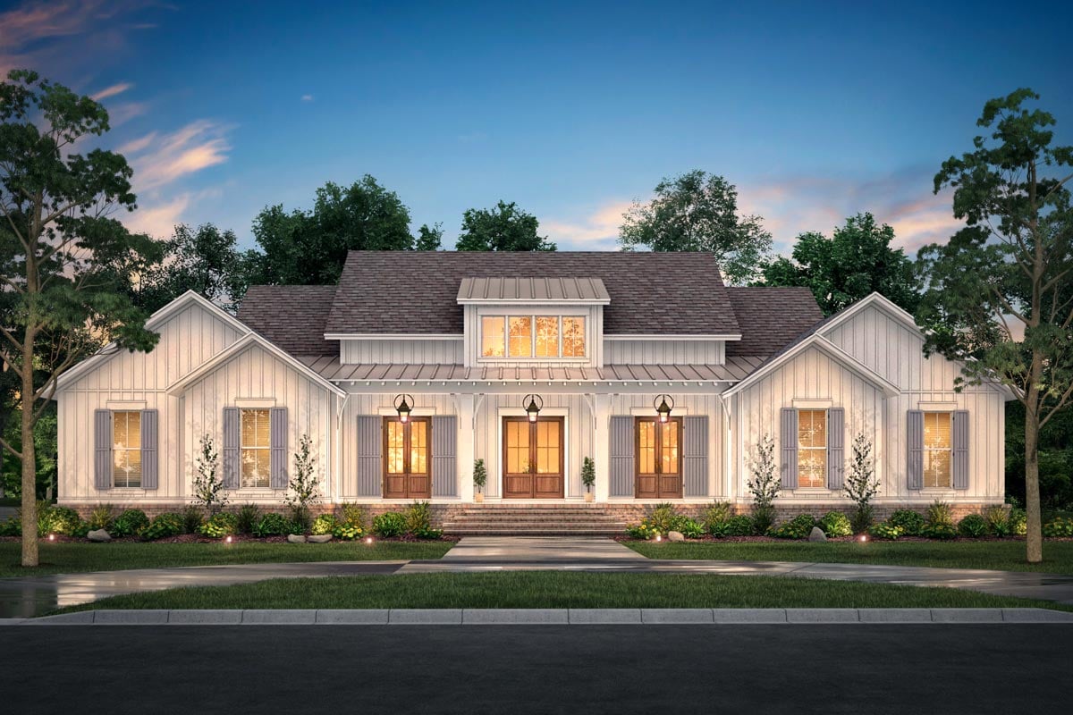 Plan image - 51810HZ:Stylish 4-Bed Modern Farmhouse Plan with Vaulted Master Suite - 3076 Sq Ft