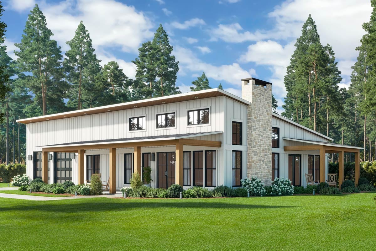 Plan image - 51990HZ:3-Bed Barndominium House Plan with Two-Story Great Room - 2000 Sq Ft