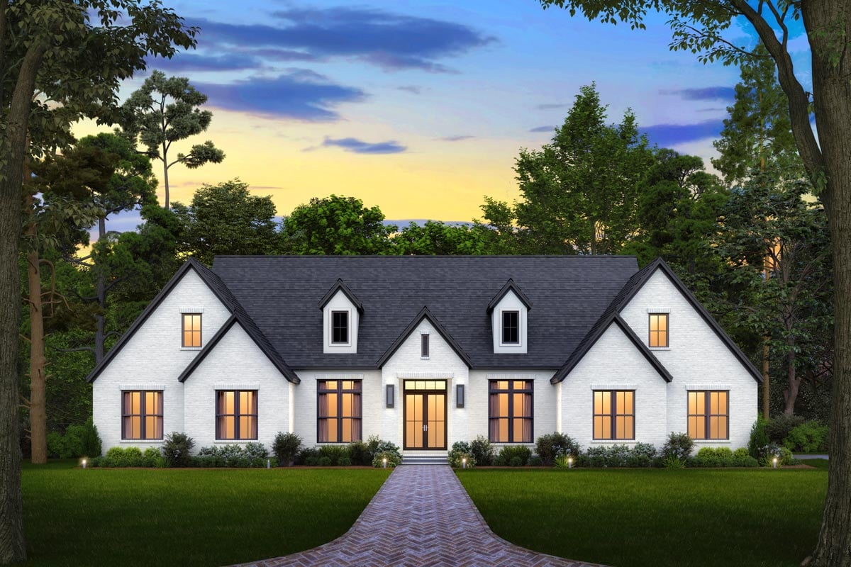 Plan image - 51992HZ:5-Bed Contemporary Farmhouse Plan with Home Office - 3215 Sq Ft