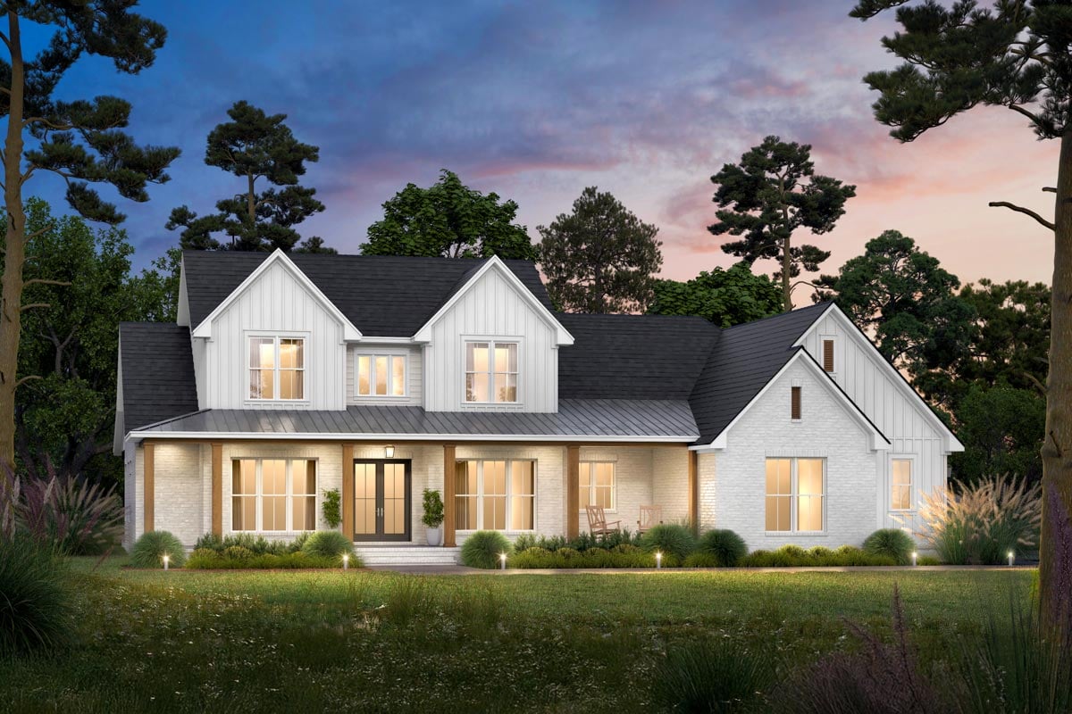 Plan image - 51993HZ:2-Story Modern Farmhouse Plan with 4 or 5 Bedrooms - 2800 Sq Ft