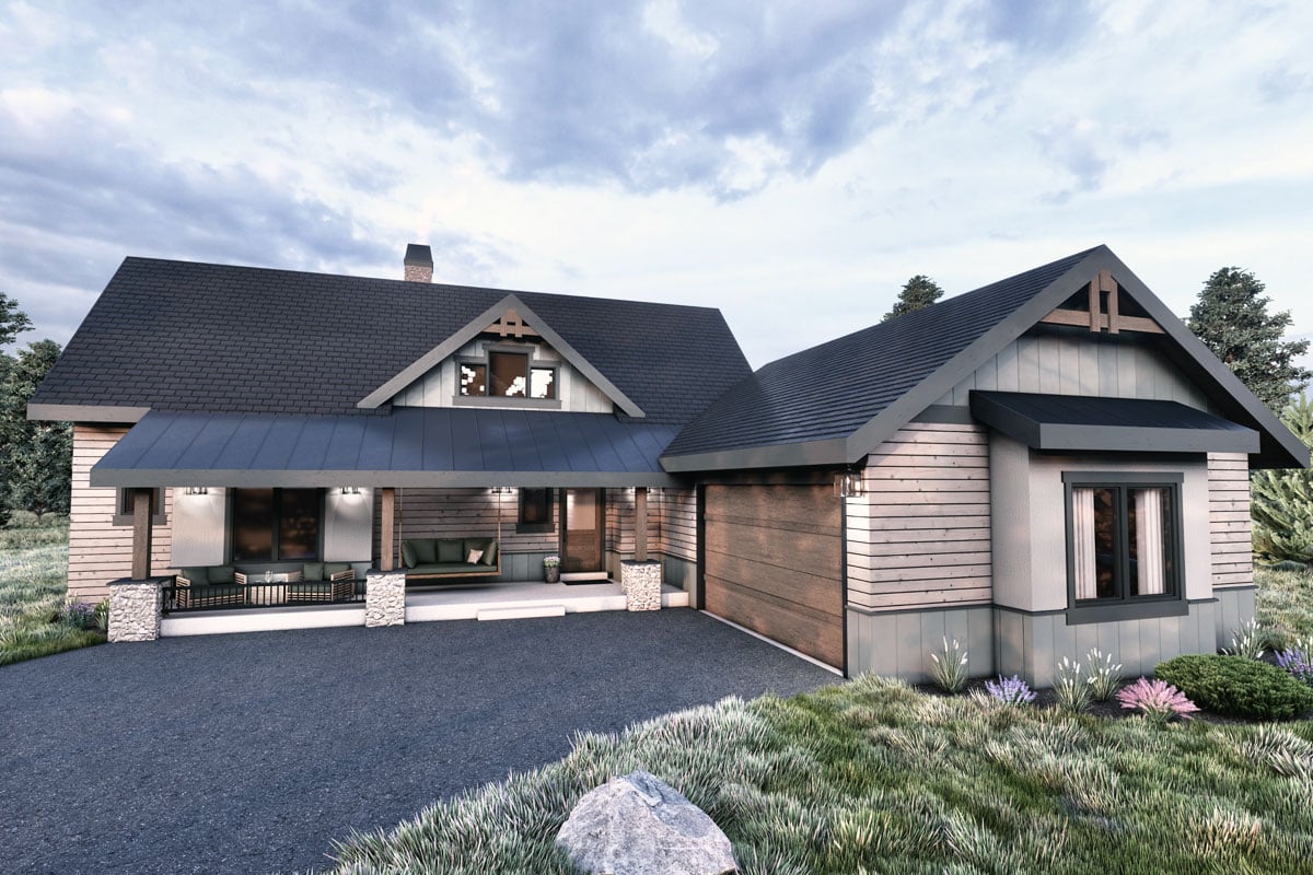 Plan image - 520000RKY:1700 Square Foot Modern Cabin with Oversized 2-Car Garage
