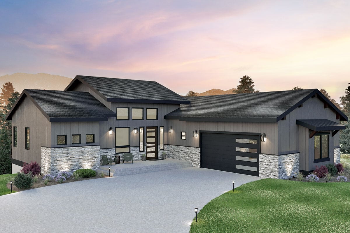 Plan image - 520031RKY:4-Bed Contemporary Mountain House Plan with Finished Lower Level - 2792 Sq Ft