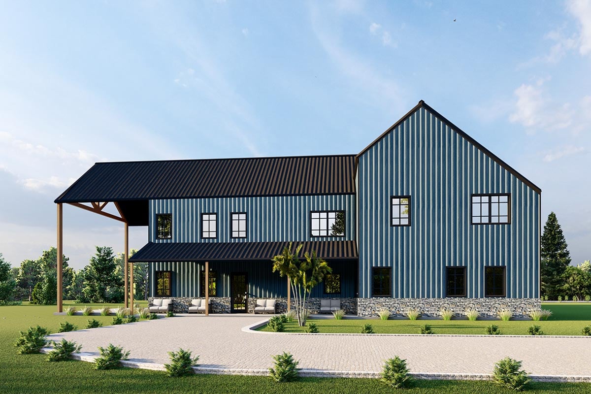 Plan image - 530131KTE:4-Bed Barndominium House Plan with Two-Story Great Room - 4747 Sq Ft