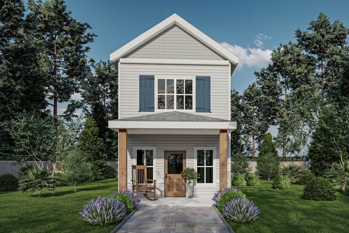 Plan image - 533036FXD:3-Bed Narrow Townhouse Plan with Main Floor Master - 1072 Sq Ft