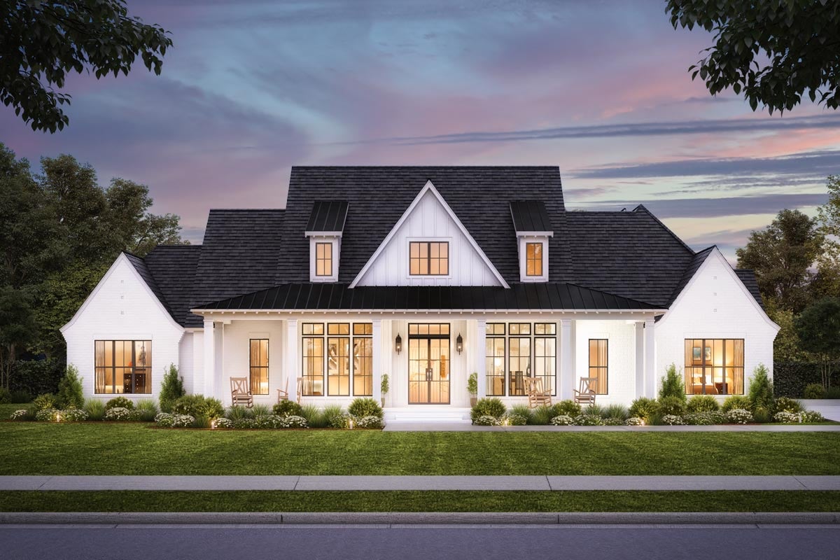 Plan image - 56521SM:Expanded 4-Bed Modern Farmhouse Plan with Home Office and Vaulted Great Room - 3127 Sq Ft