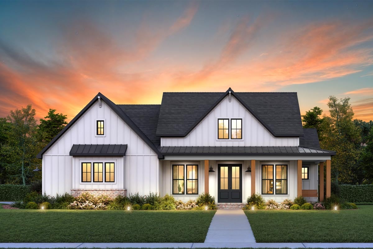 Plan image - 56554SM:3-Bed Modern Farmhouse Plan with Wrap Around Porch - 1673 Sq Ft