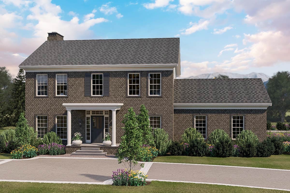 Plan image - 62487DJ:3-Bedroom Colonial House Plan with 2-Story Foyer - 2235 Sq Ft