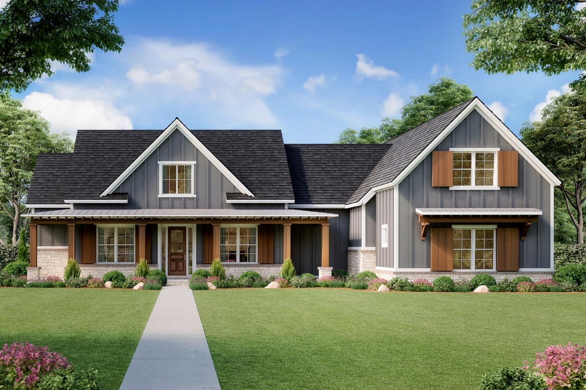 Plan image - 64506SC:Modern Farmhouse Plan with Bonus Room and Man Cave - 2591 Sq Ft