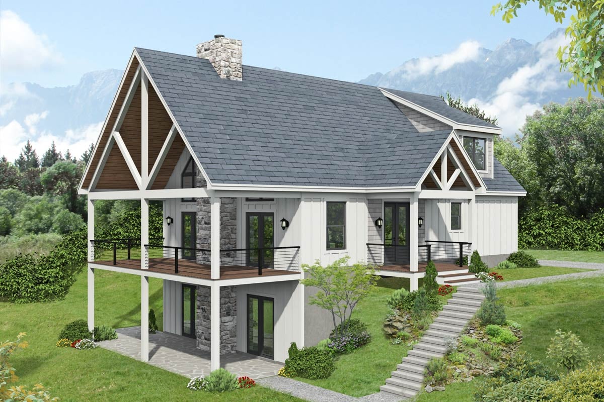 Plan image - 680531VR:2-Bed Mountain House Plan with 2-Story Great Room - 2983 Sq Ft