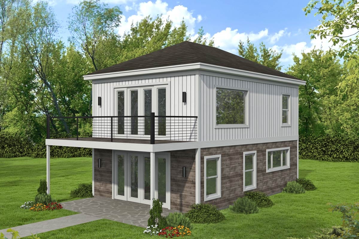 Plan image - 680533VR:Contemporary 1-Bedroom Home Plan with Second Floor Master - 1154 Sq Ft