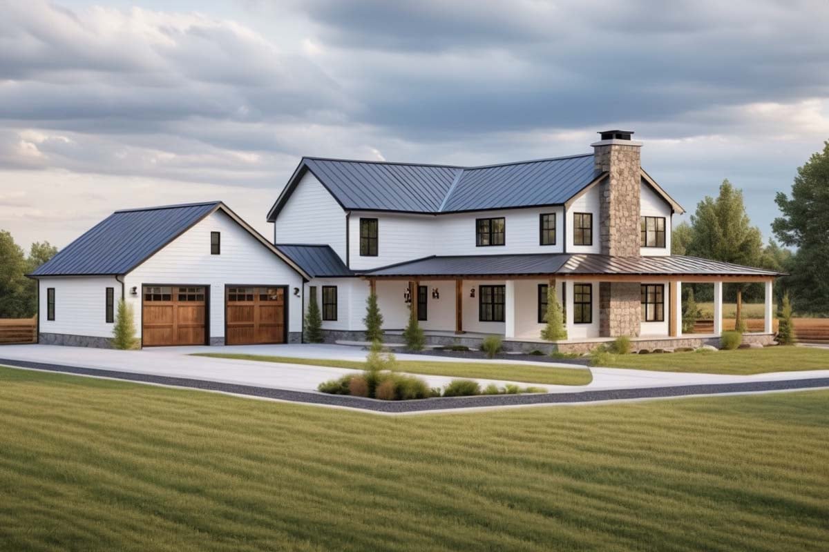 Plan image - 77652FB:3-Bed Farmhouse Plan with 10'-Deep Wraparound Porch