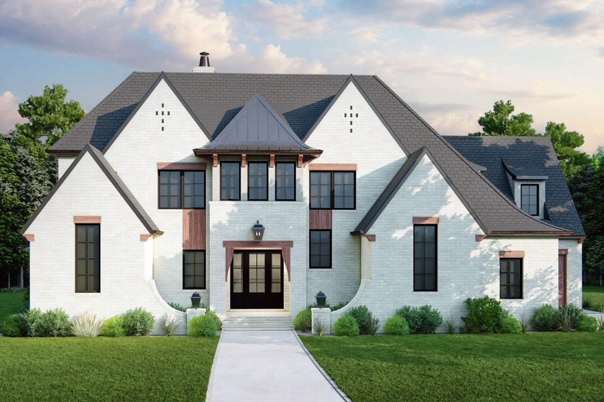 Plan image - 93209EL:5-Bed Transitional Country House Plan with Finished Bonus Room Home Office - 4497 Sq Ft