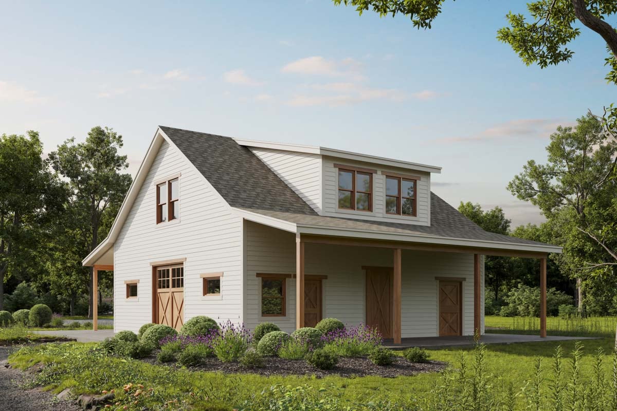 Plan image - 95242RW:Drive-Through Barn with 4 Stalls and 2 Bed Apartment Above - 1026 Sq Ft