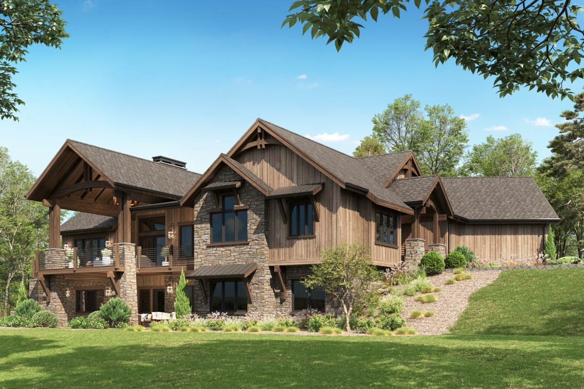 Plan image - 95271RW:3-Bedroom Mountain Craftsman House Plan with Angled 2-Car Garage - 2516 Sq Ft